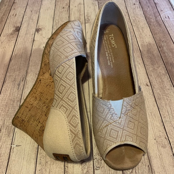 TOMS | Women’s Cork Open Toe Wedges Size 8 - Picture 1 of 8
